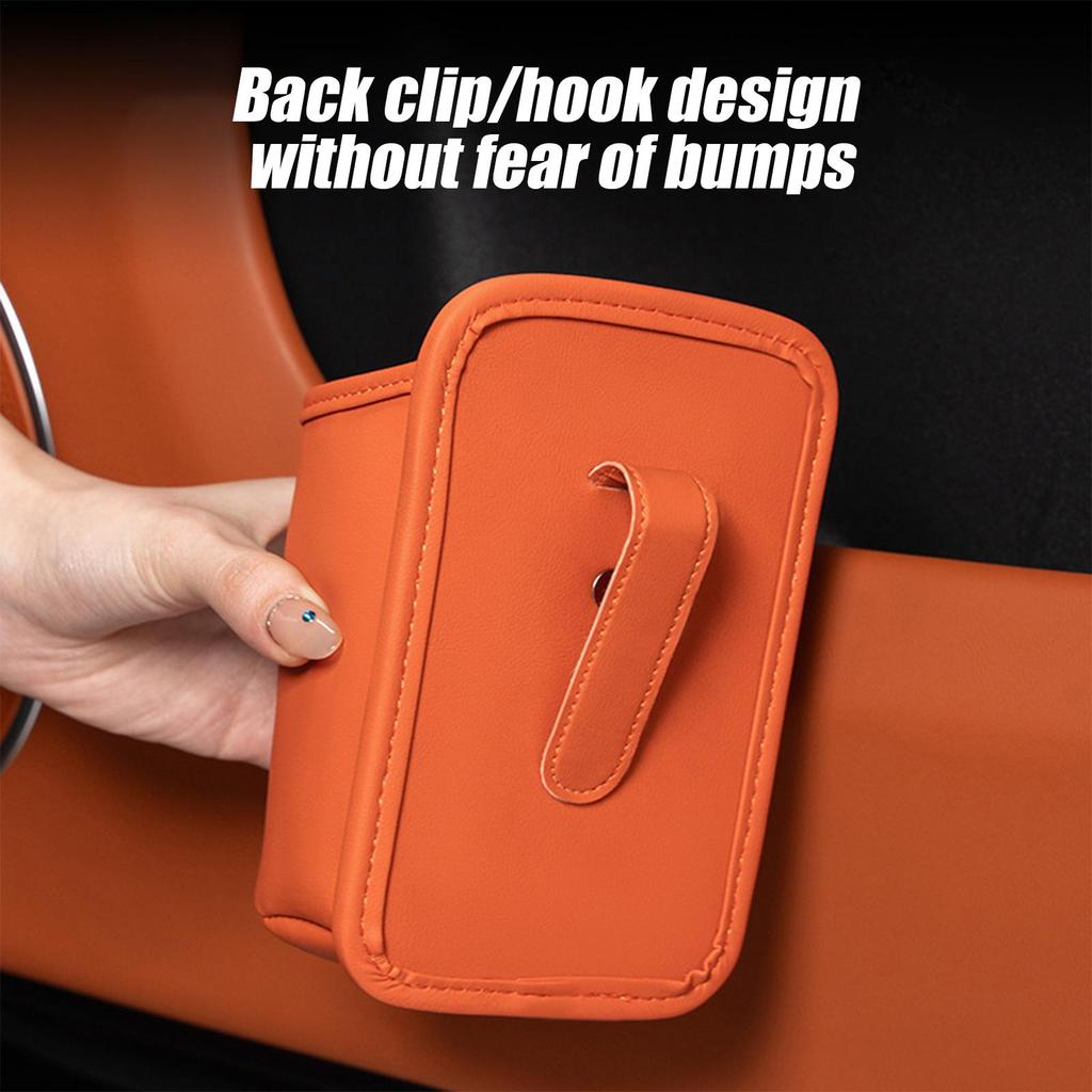 Autositz-Getränkehalter PU Rücksitz-Getränkeaufbewahrungstasche Stoßfest Auslaufsicher Multifunktionale Fahrzeugaufbewahrung für Regenschirm Telefon