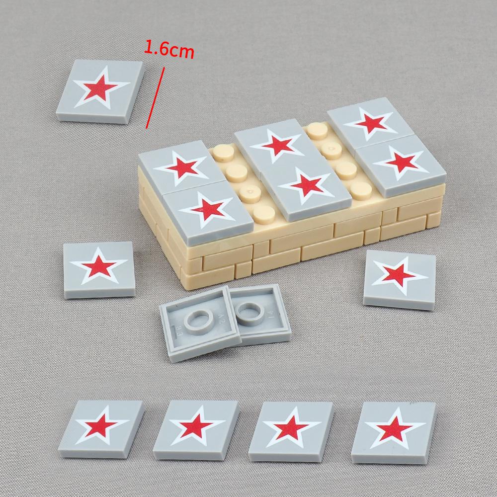 Wucifang Bags Unisex Kids My Own Creation 10Pcs 3068 2X2 Prited Floor Tiles Pattern Building Blocks Kit Five Pointed Star Board Blocks Particle Toy Children Kid Gifts