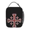 Jerusalem Cross Medieval Knights Cross Crusader Insulated Lunch Bag for Kids School Cooler Thermal Food Box Tote Lunch Boxes
