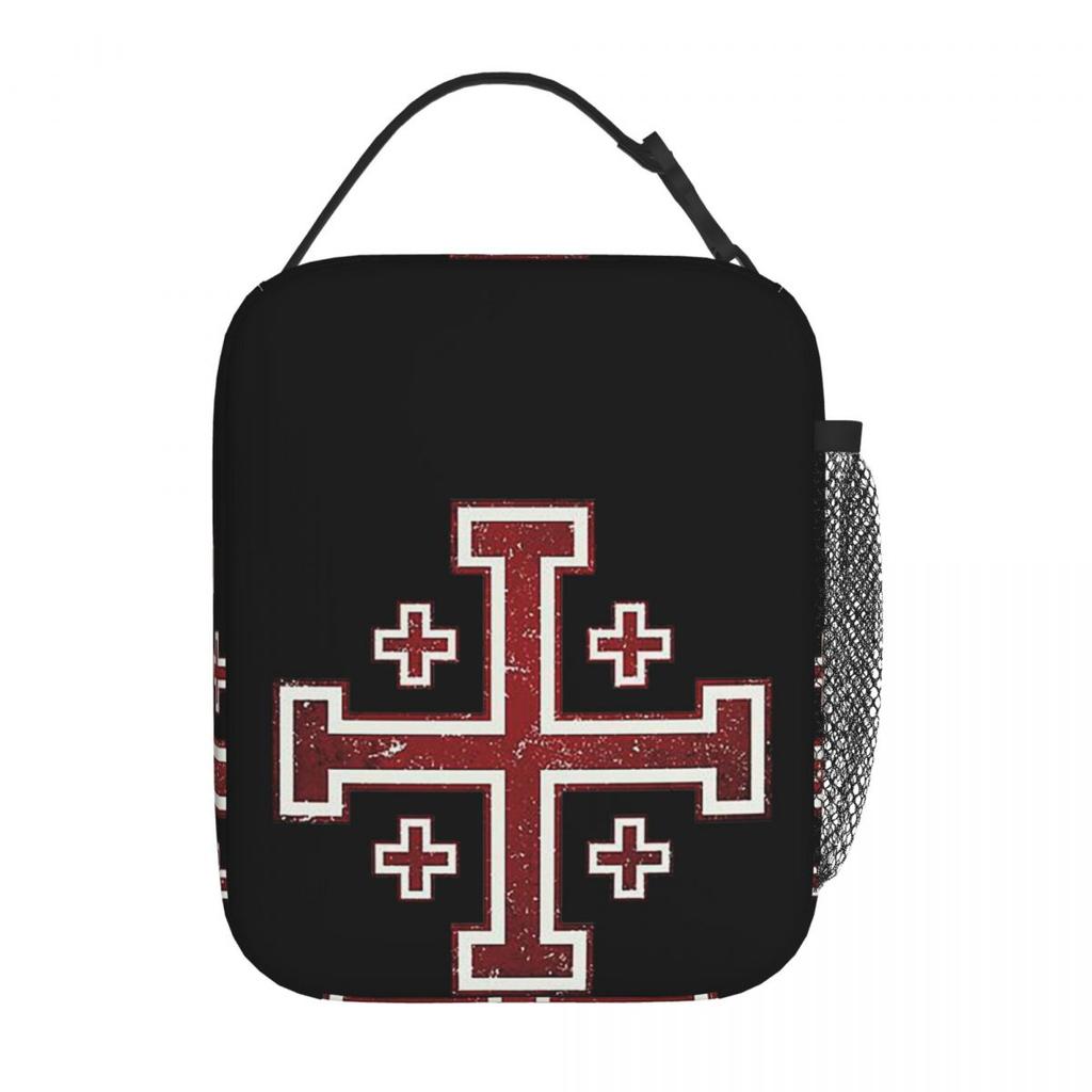 Jerusalem Cross Medieval Knights Cross Crusader Insulated Lunch Bag for Kids School Cooler Thermal Food Box Tote Lunch Boxes