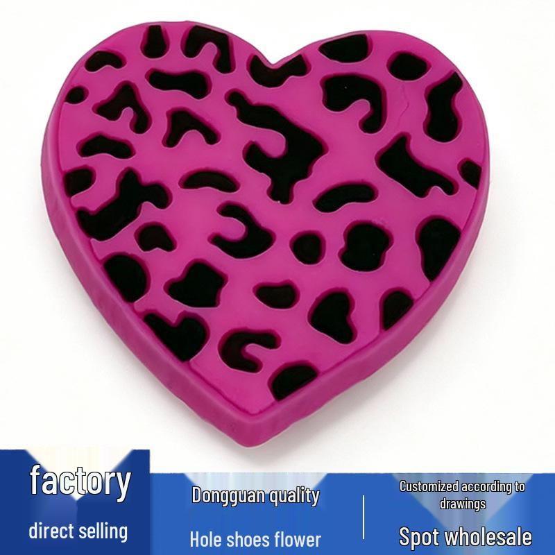 PVC Leopard Print Heart-Shaped Flower Shoe Accessories