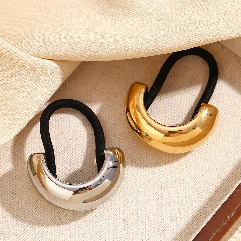 MamacitaSlay Geometric Titanium 22mm Wide Half Arc Horsetail Hair rope Waterproof Daily Hair accessories 18K Gold Plated Jewelry