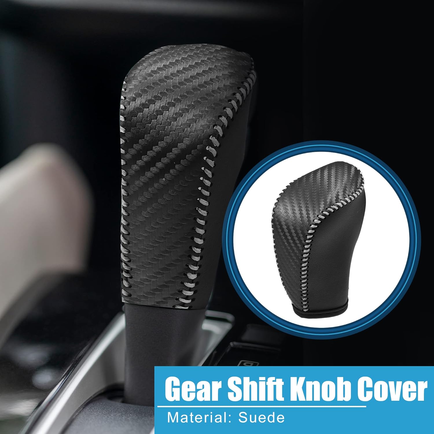 

Gear Shift Lever Cover Interior Gear Shift Knob Trim for Nissan Altima Armada Frontier Kicks Sentra 2020-2023 Black with Gray Stitches