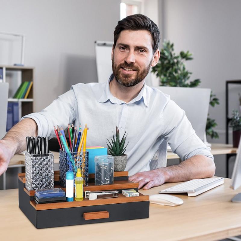 Wooden Cologne Display Stand Organizer For Men 3 Tier With Drawer Storage Perfume Organizer perfect gift for men home supplies