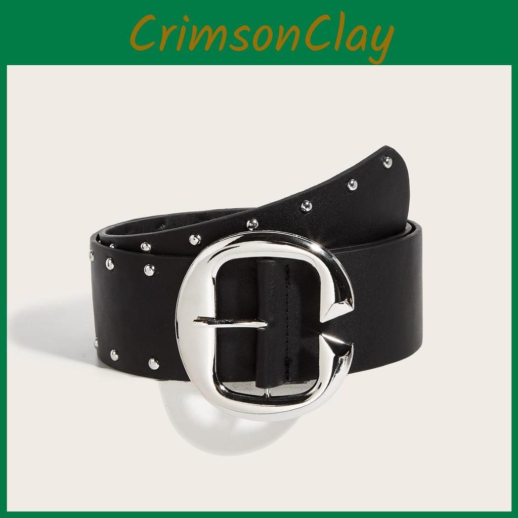 Rivet Fashion Retro Belt With Alloy Buckle Casual Outfits Accessory Everyday