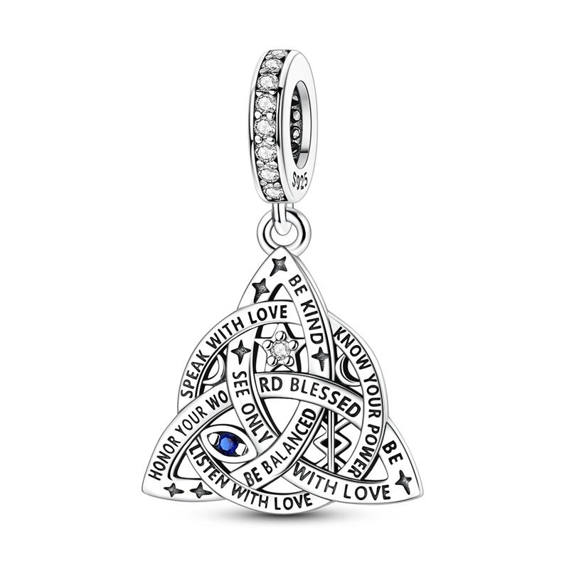 

925 Silver Charms Bead CZ Zircon Celtic Knot Character Dangle Fit Original Bracelet DIY Women Jewelry Gift