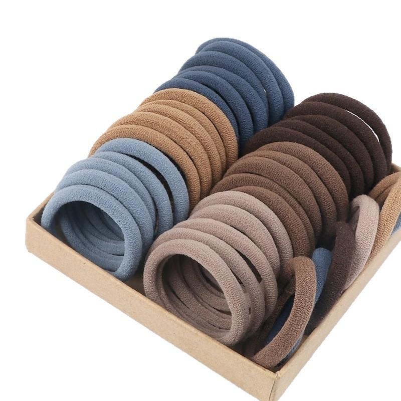50 Pcs Seamless Hair Ties, 4cm Solid Color Elastic Hair Bands for Women Girls Ponytail
