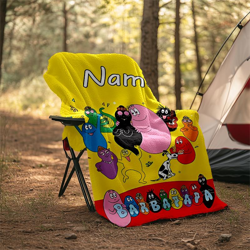 Personalized Custom Name Blanket - Barbapapa Print Design,Blanket for Sofa,Bed,Travel,Camping - Soft and Warm, Great Gift