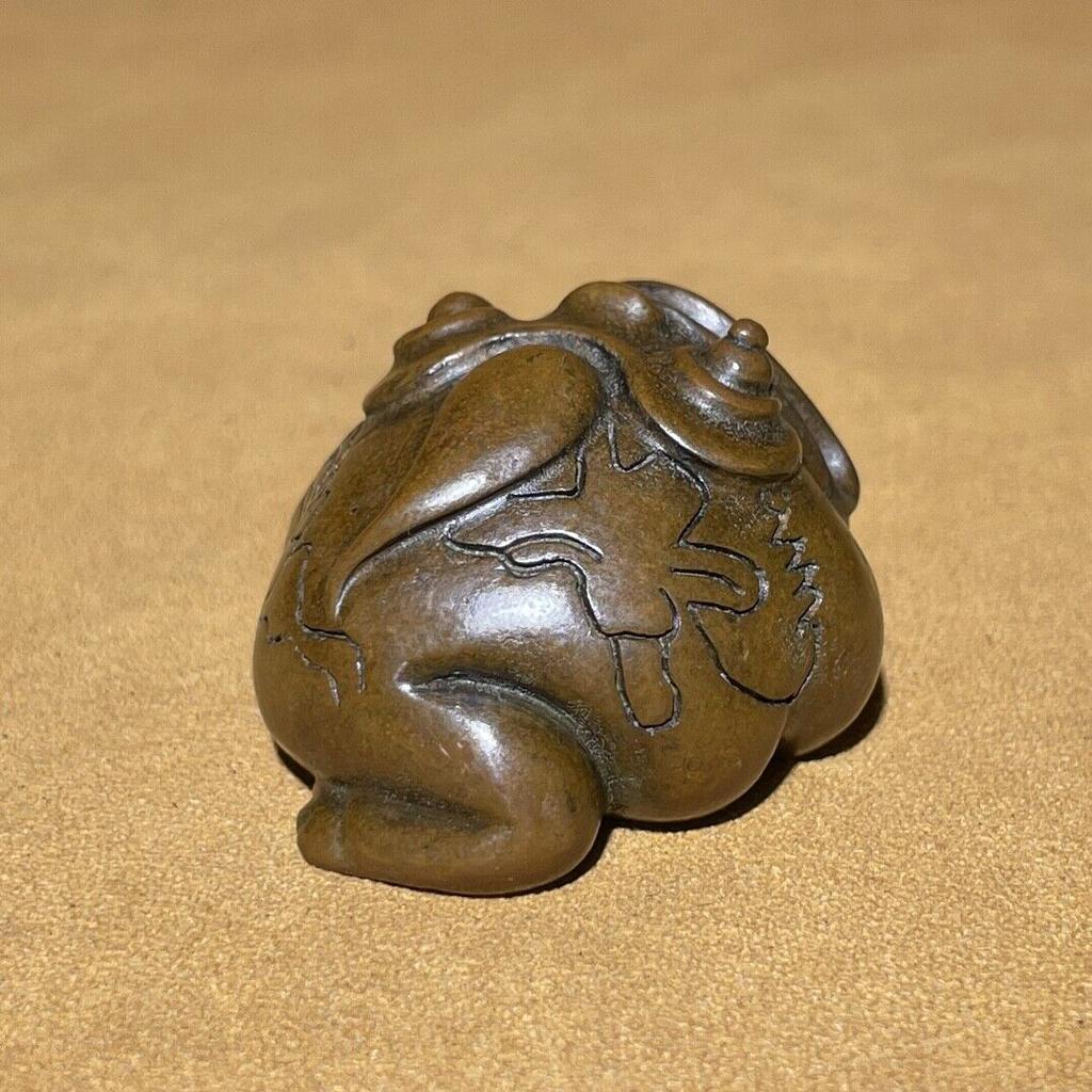 Antique Copper Handmade Toad Statue Tea Pet Tea Table Decor Nice Figurine Art