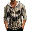 Men's Loose Fit Hooded Three-Quarter Sleeve Halloween Print Pullover