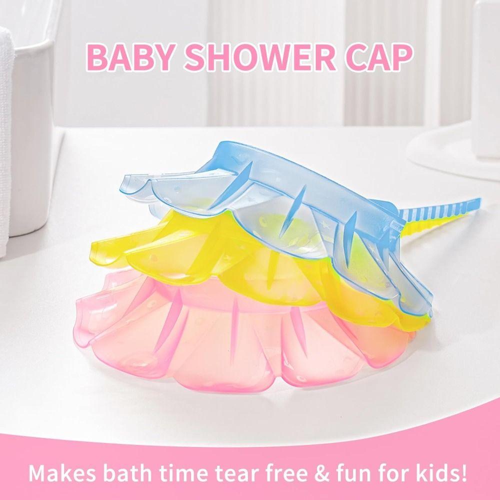 Soft Shower Cap Adjustable Keep Water Out of Eyes & Ears Silicone Toddler Bath Visor Head Circumference 12.5"-19"
