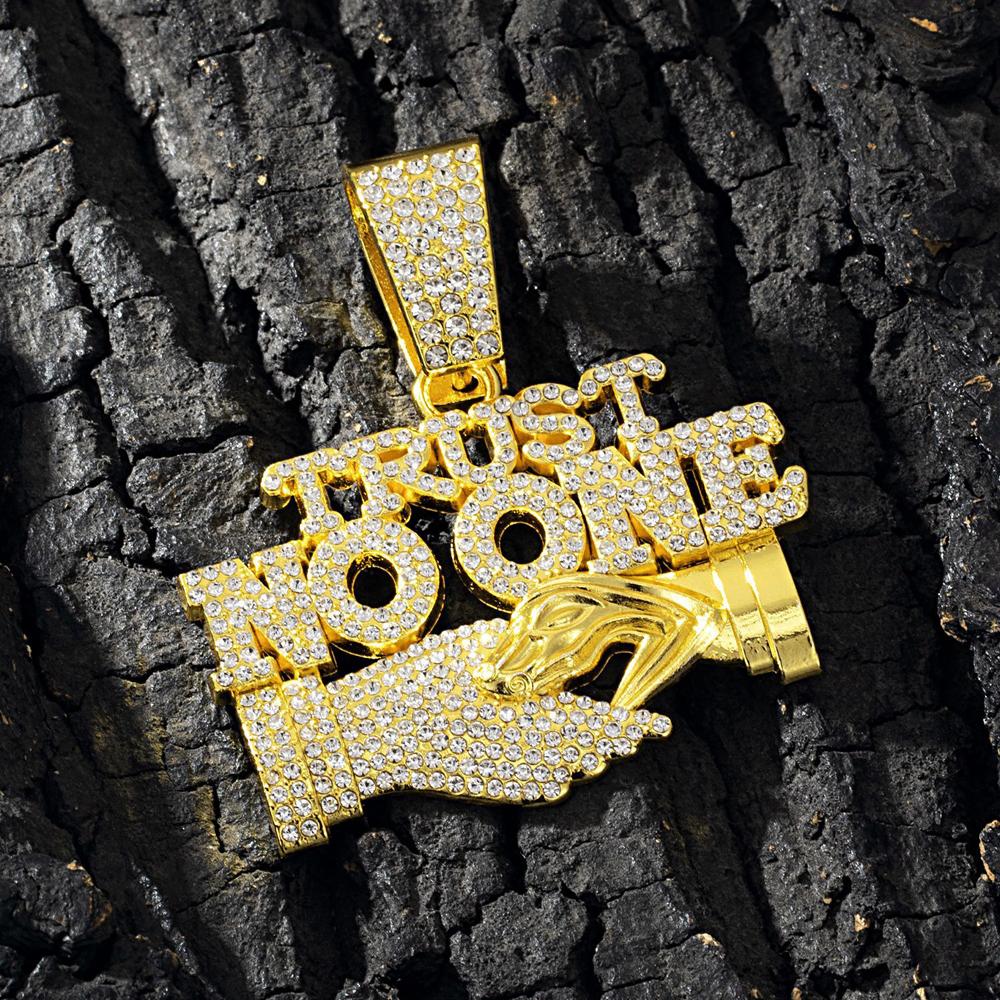 Herre Hip Hop Stol på Ingen Bokstaver Anheng Halskjede med 13mm Kubansk Lenke Is Krystall Glitrende Håndtrykk Halskjede Smykker Gaver