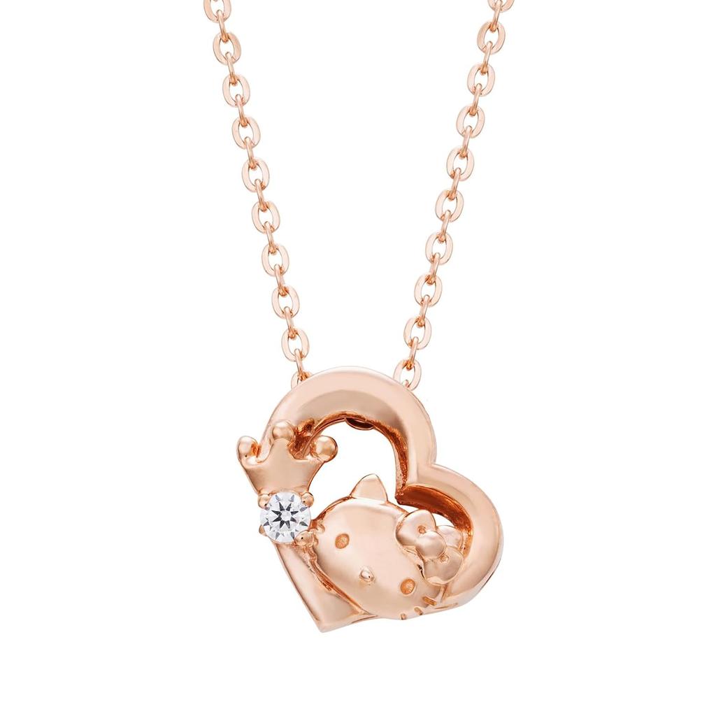 White Clover Hello Kitty 45th Anniversary Necklace Open Heart Sanrio Pendant Pink Gold Ladies SA45KT-N002PG