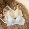 Ice silk light and thin seamless underwear for women, latex pad without steel ring gathers simple solid color breathable bra cover