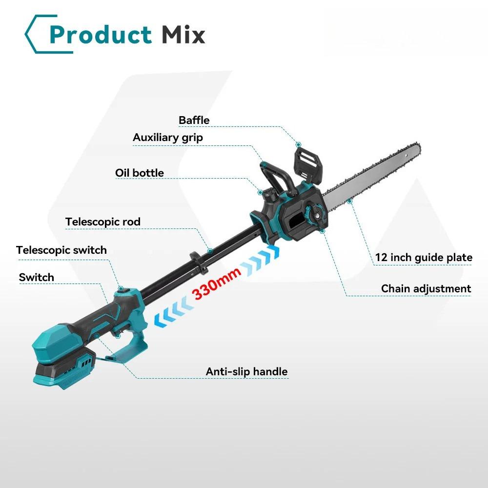 12Inch 7000W Brushless Electric Chainsaw Cordless Pruning Chain Saws Portable Garden Wood Cutting Power Tools