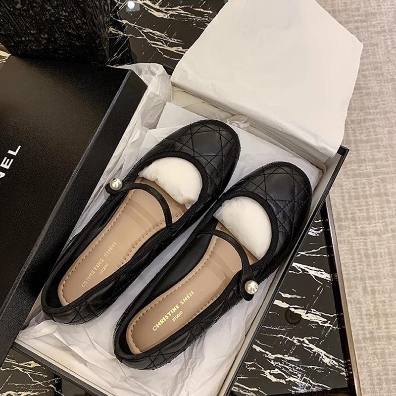 

Мисс~ Жемчуг одно слово с круглым носком одинарная обувь, балетки Gerling Mary Jane, балетки из маленькой кожи для женщин 40