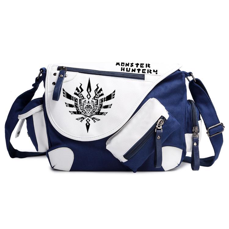 Anime Monster Hunter Patent Leather Canvas Backpack & Shoulder Messenger Bag