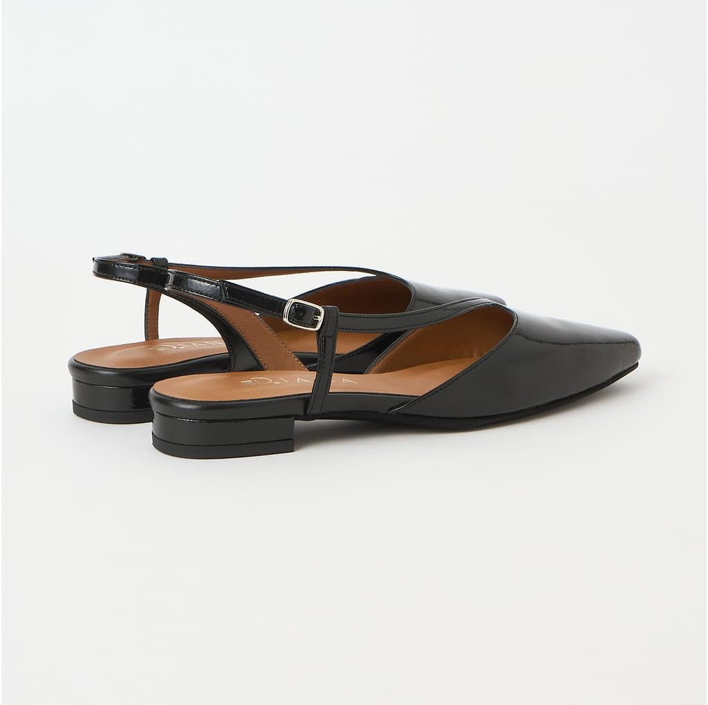 Diana Ballerinas mit niedrigem Absatz, Hergestellt in Japan, Schwarz, Größe 22,5 cm, 134015600009