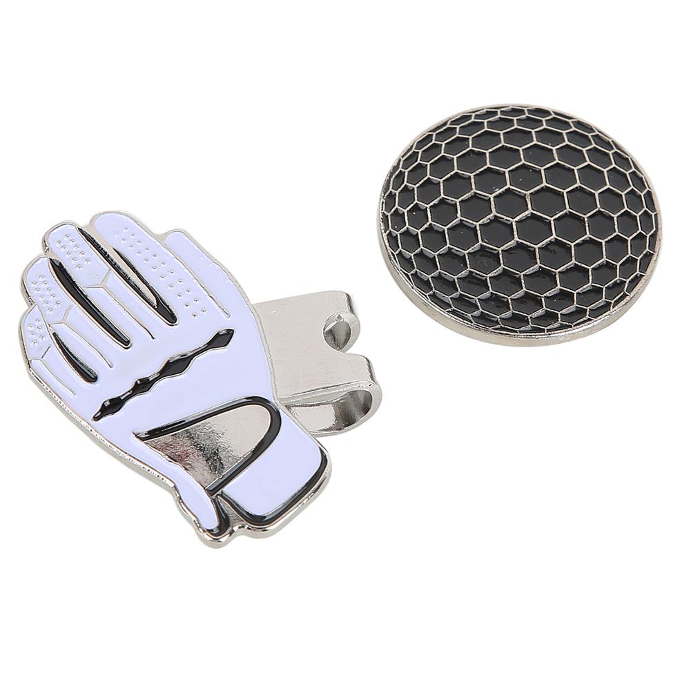 Mini Glove Shaped Stainless Steel Golf Hat Cap Clip with Magnetic Ball Marker Black   White