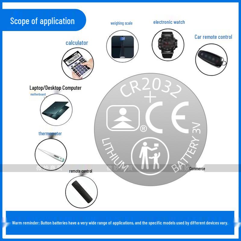 Tianqiu CR2032 3V Lithium Battery for Car Keys, Remote Controls, Toys, Watches