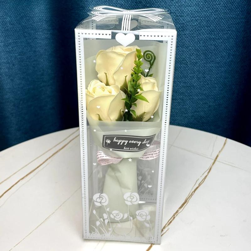 

3 Heads Artificial Rose Bouquet Hand Holding Pink Flowers Valentine s Day Gift Wedding Bride Decoration Artificial Flowers шампанського