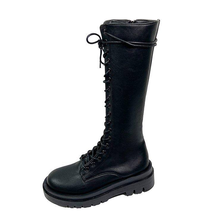

But knee boots women s autumn and winter new Korean version lace-up thick-soled thick-heeled Martin boots size 43 tall knight boots 43 чорний