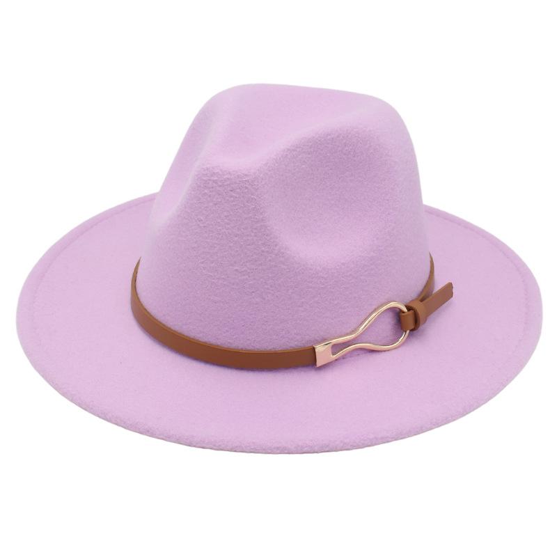Foreign Trade Elegant Felt Hat Belt Buckle Top Hat Modified Face Jazz Hat British Dance Performance Woolen Hat Literature And Art