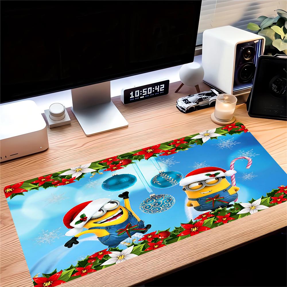 Christmas Minions Celebration Large Gaming Mouse Pad Nonslip Rubber Base Waterproof Desk Mat For Office Pc Laptop