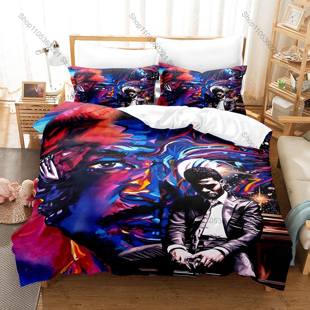 Hip Hop Artist Kid Cudi Man On The Moon Astronaut Cosmic Album Collage Bedding Set 1 Duvet Cover + 2 Pillowcases HD Print Rap