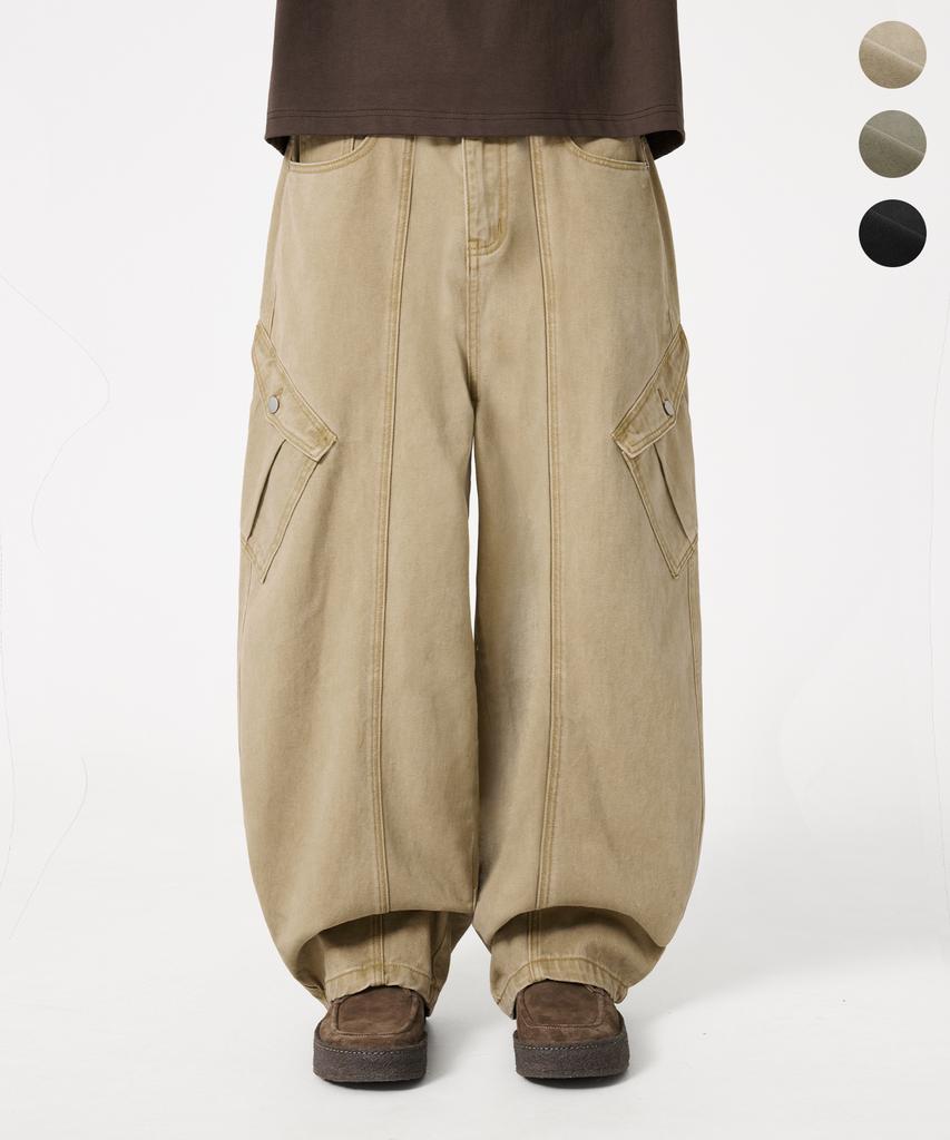 TRILLION Washed Cut Cotton Cargo Pants_3Color