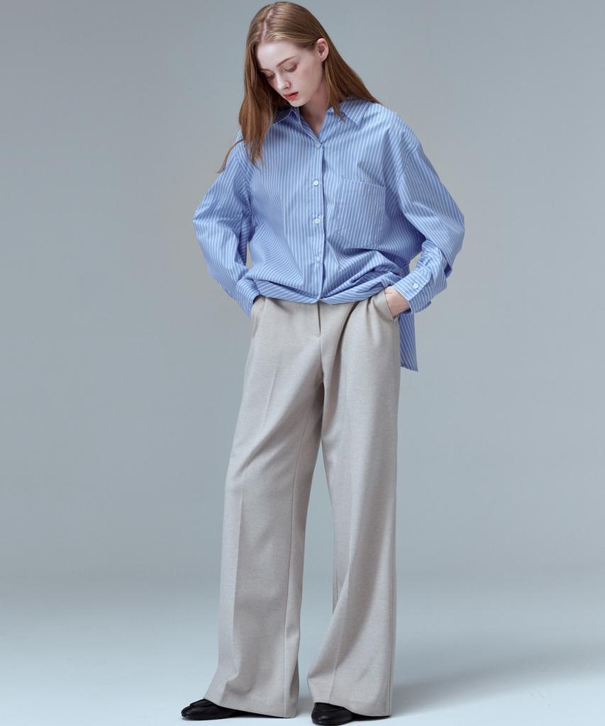 MALOUPE 2166 Heavy Brushed Wide Pants (Beige)