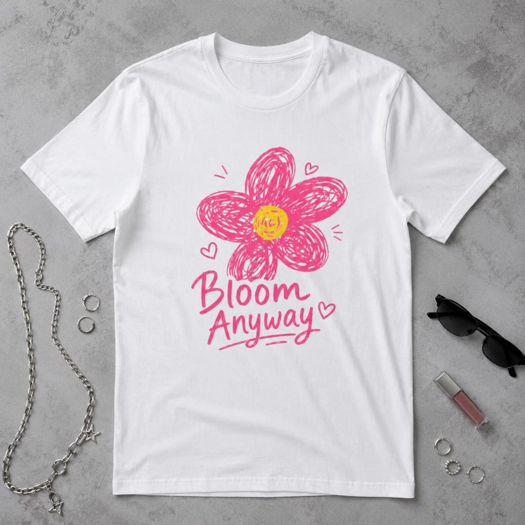 Bloom Anyway Flower Shirt and kids tshirt Vintage Retro Graphic Tee T-Shirt and kids tshirt Funny Wildflower Gift Aesthetic Positive Quote Cute Women