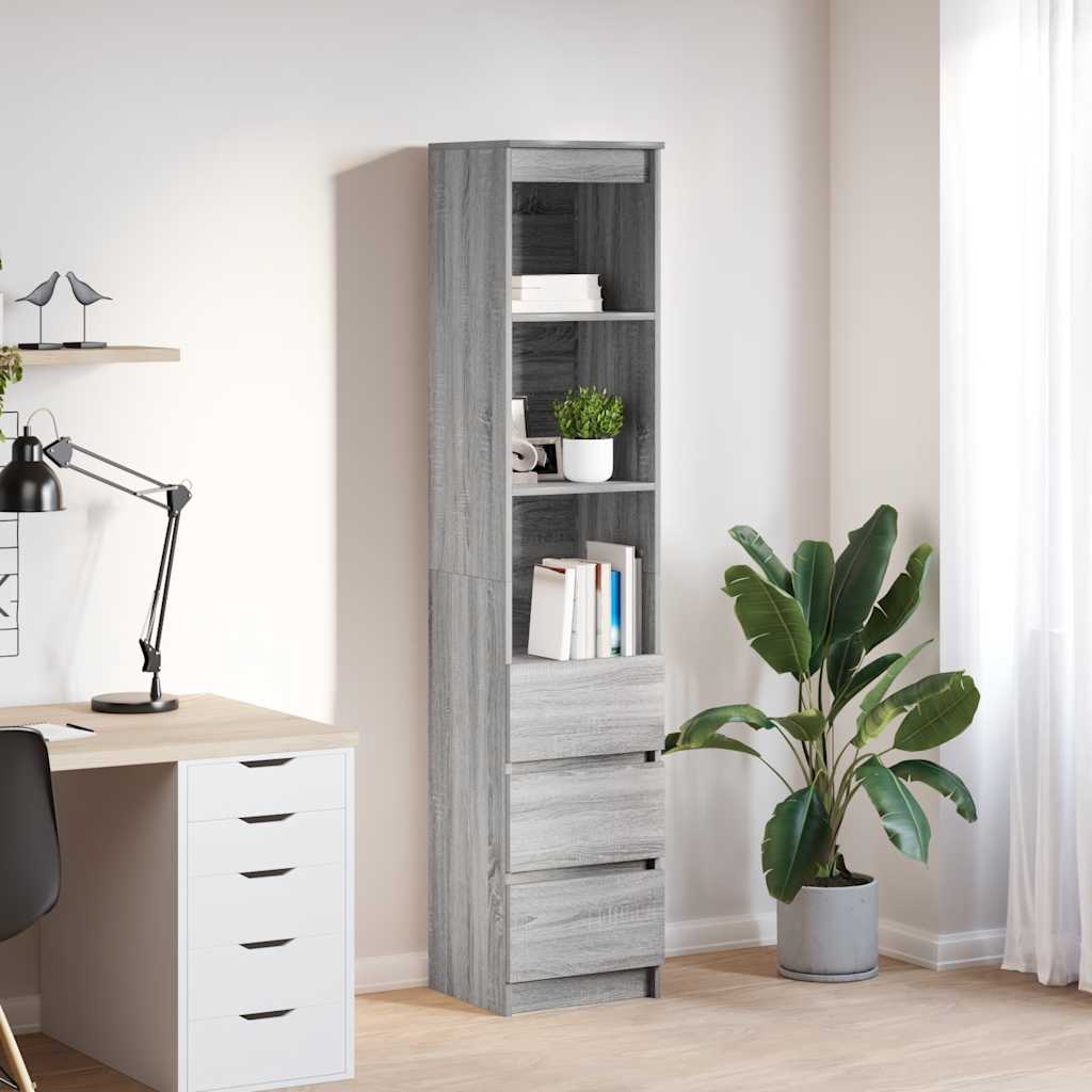 Highboard Gray Sonoma 37.5 X 35 X 180 Cm Particleboard