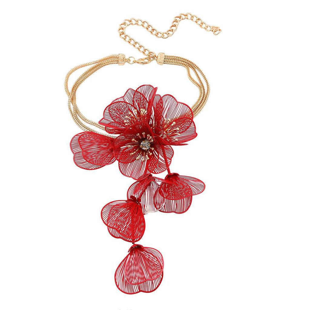 Elegant Floral Bridal Necklace - Luxurious Long Floral Design for Weddings