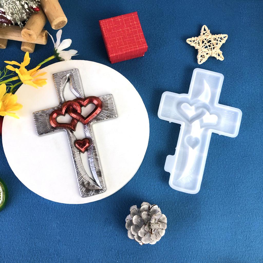 Unikátní Silikonová forma Love Heart Crosses Multifunkční silikonová forma pro výrobu šperků a řemesel z pryskyřice s tématikou lásky