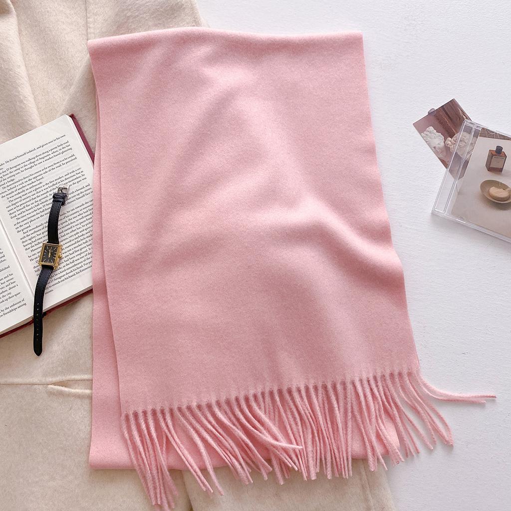 30*180cm Wool Scarf Women Luxury Solid Color Winter Warm Fashion Scarves Tassel Shawls Pashmina Lady Soft Wraps