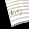 Elegant U-Shaped Black Titanium Four-Leaf Clover Flower Stud Earrings for Women