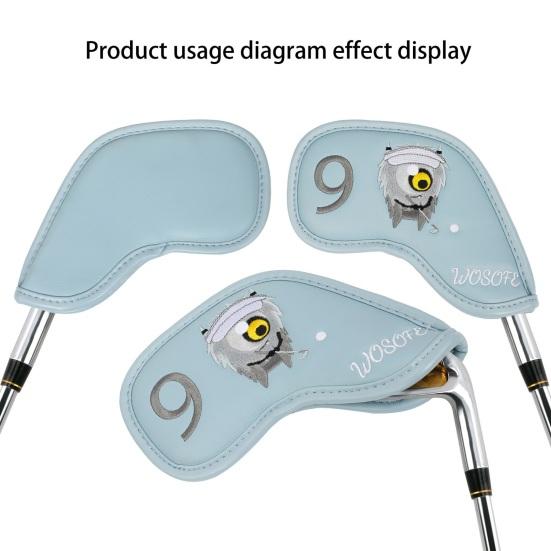 9Pcs Golf Club Head Covers Golf Club Wedge Iron Protective Headcover Thick Faux Leather Golf Iron Head Covers Golf Accessories