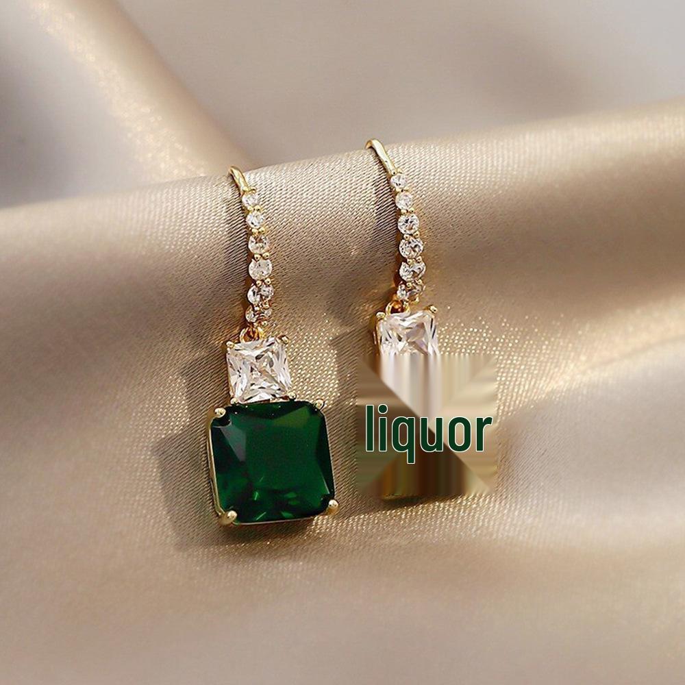 Elegant Geometric Square Emerald Earrings for Women