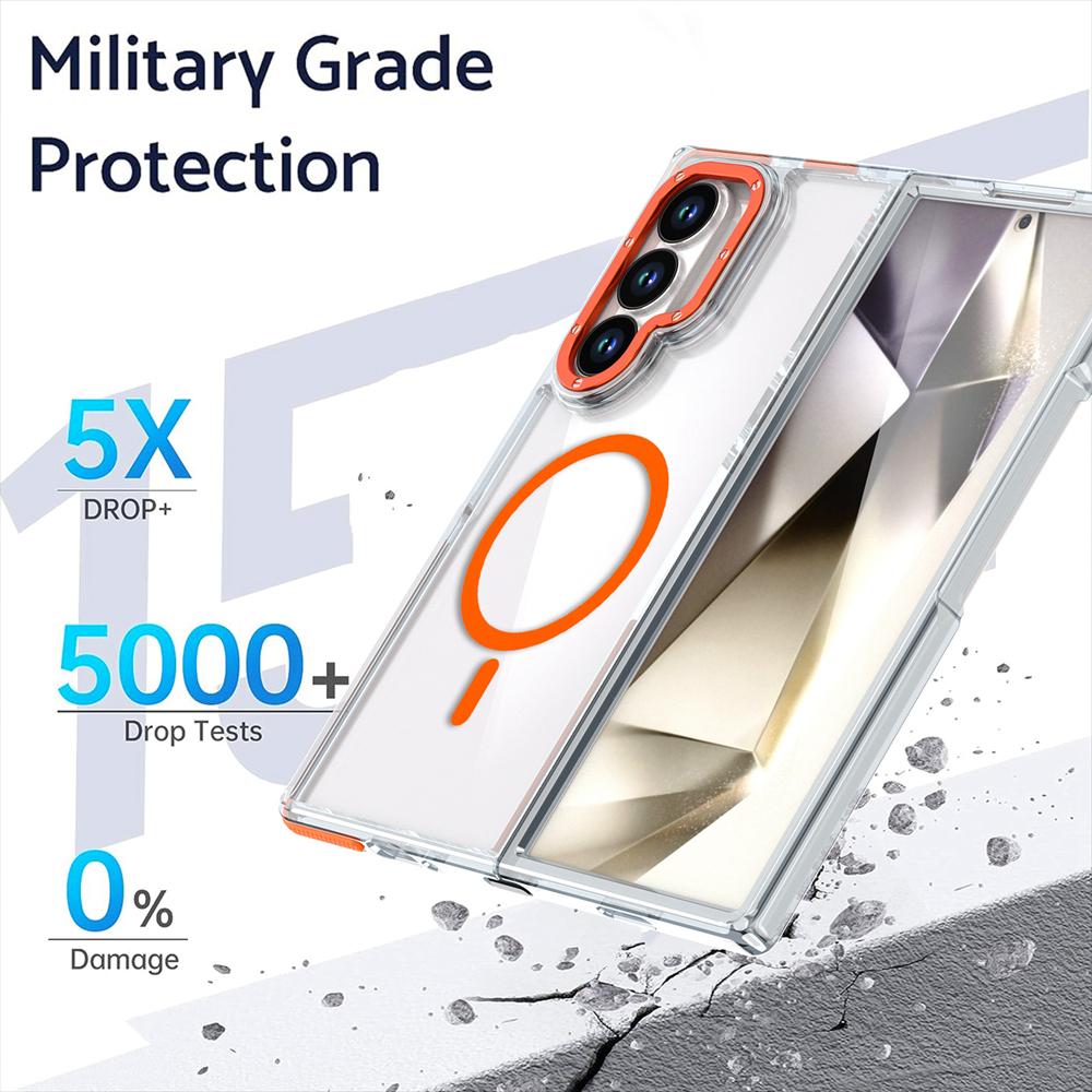 KEYSION Transparent Magnetic Case for MagSafe for Samsung Z Fold 7 6 5G Clear Shockproof Phone Back Cover for Galaxy Z Fold 6 7