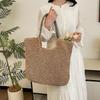 Hand-Woven Armpit Bag Summer Woven Tote Handbag Large Capacity Women's Shoulder Bag Paper Rope Ladies Beach Underarm Bag