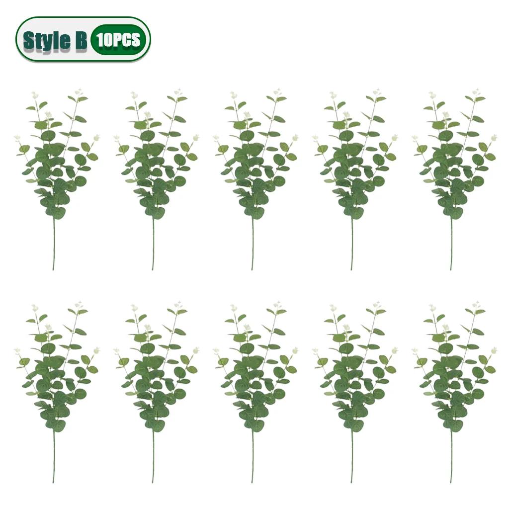 10-100PCS 3 Kinds Eucalyptus Leaves Artificial Silver Dollar Leaves Picks Dried Eucalyptus Home Decoration Party Decoration