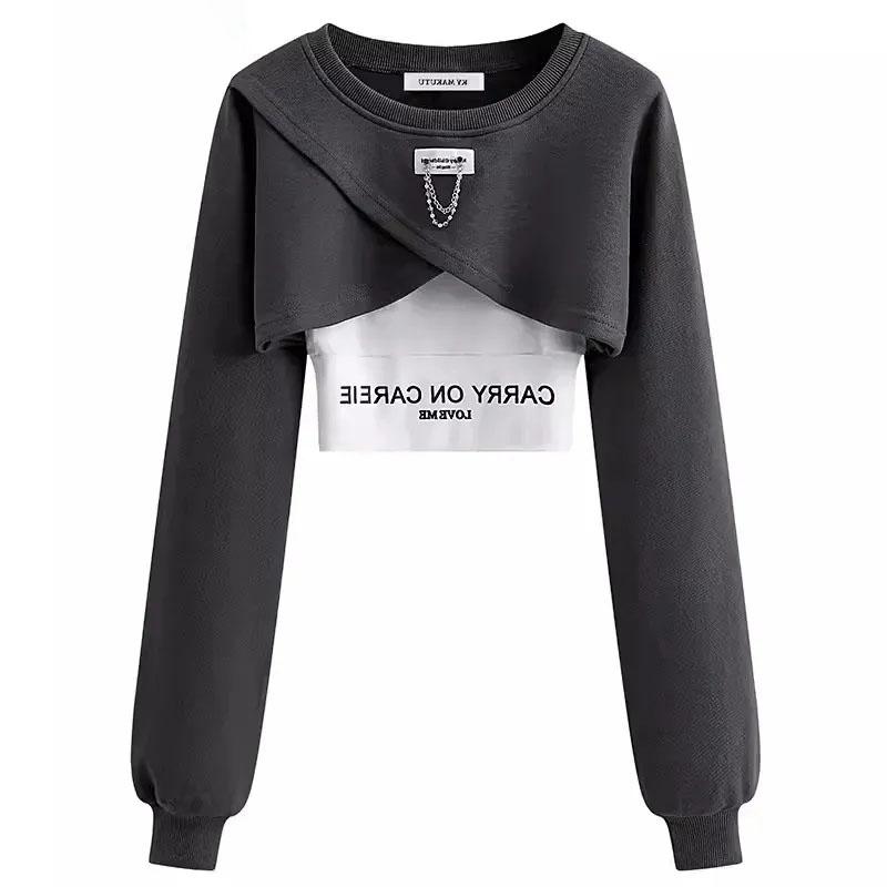 Spring and Autumn Set Women's Korean Loose Fashion Top Casual Pants Three Piece Set