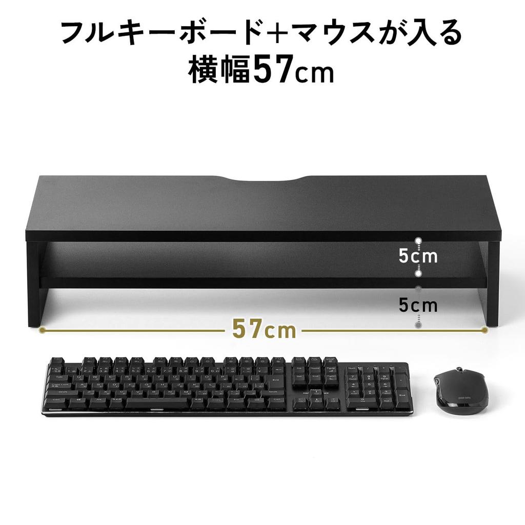 Sanwa Direct Monitor 2 Width 60 x Depth 25 x Height 13 Total Load Capacity 15 Wooden Monitor Display Computer White Stand, Tiers, cm, kg, Stand,