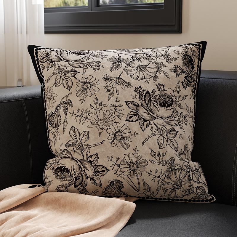Copricuscini decorativi stile francese 45x45cm con imbottitura, Cuscini decorativi in misto lino per divano, letto, soggiorno