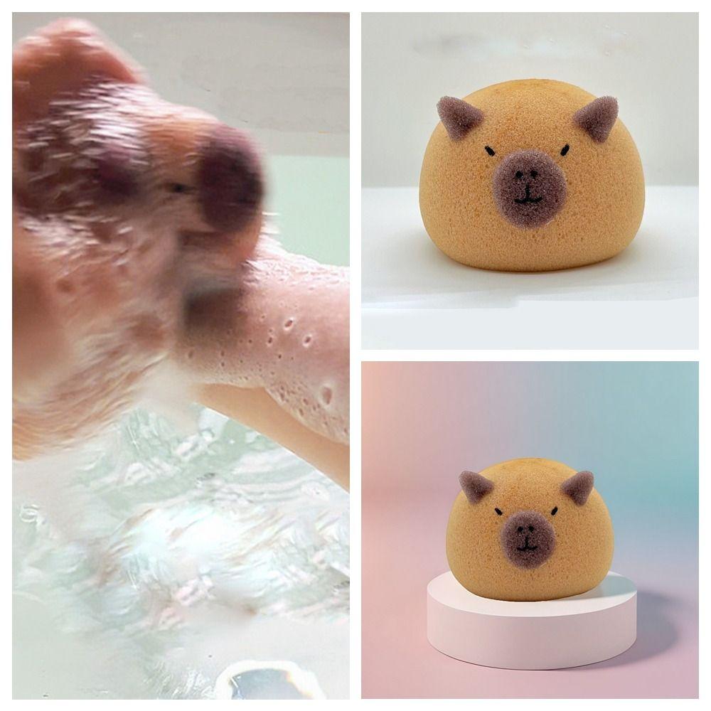 Cute Capybara Bath Balls Cartoon Bath Sponge Handhold Bath Scrubber  Exfoliating