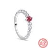 Original 925 Sterling Silver Ring Love Heart Pave CZ Crystal Stackable Rings for Women Wedding Engagement Birthday Gift Jewelry