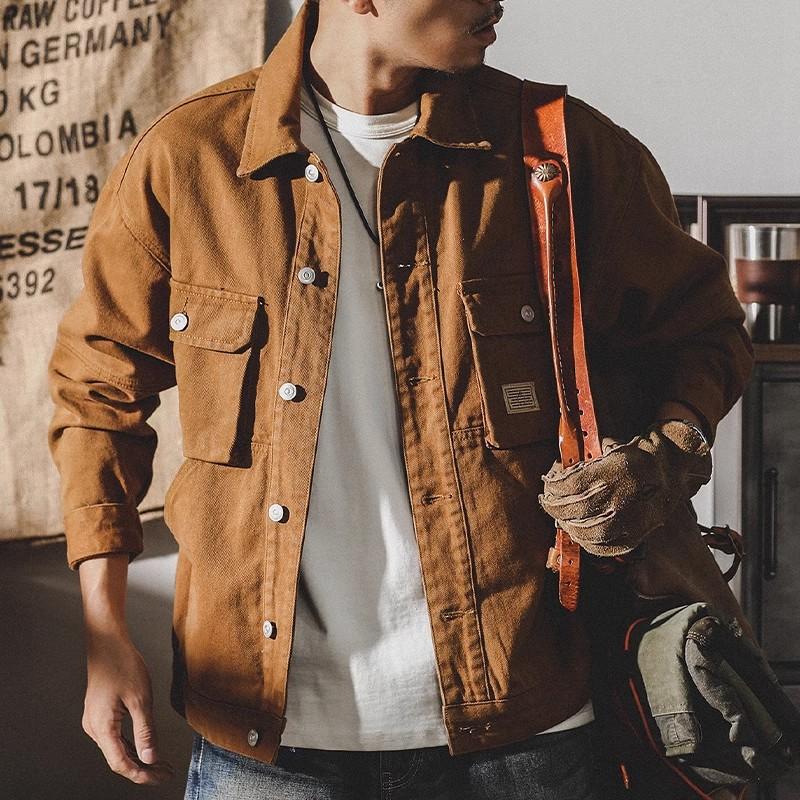 Herren Frühling Casual Vintage Langarm Arbeitsjacke