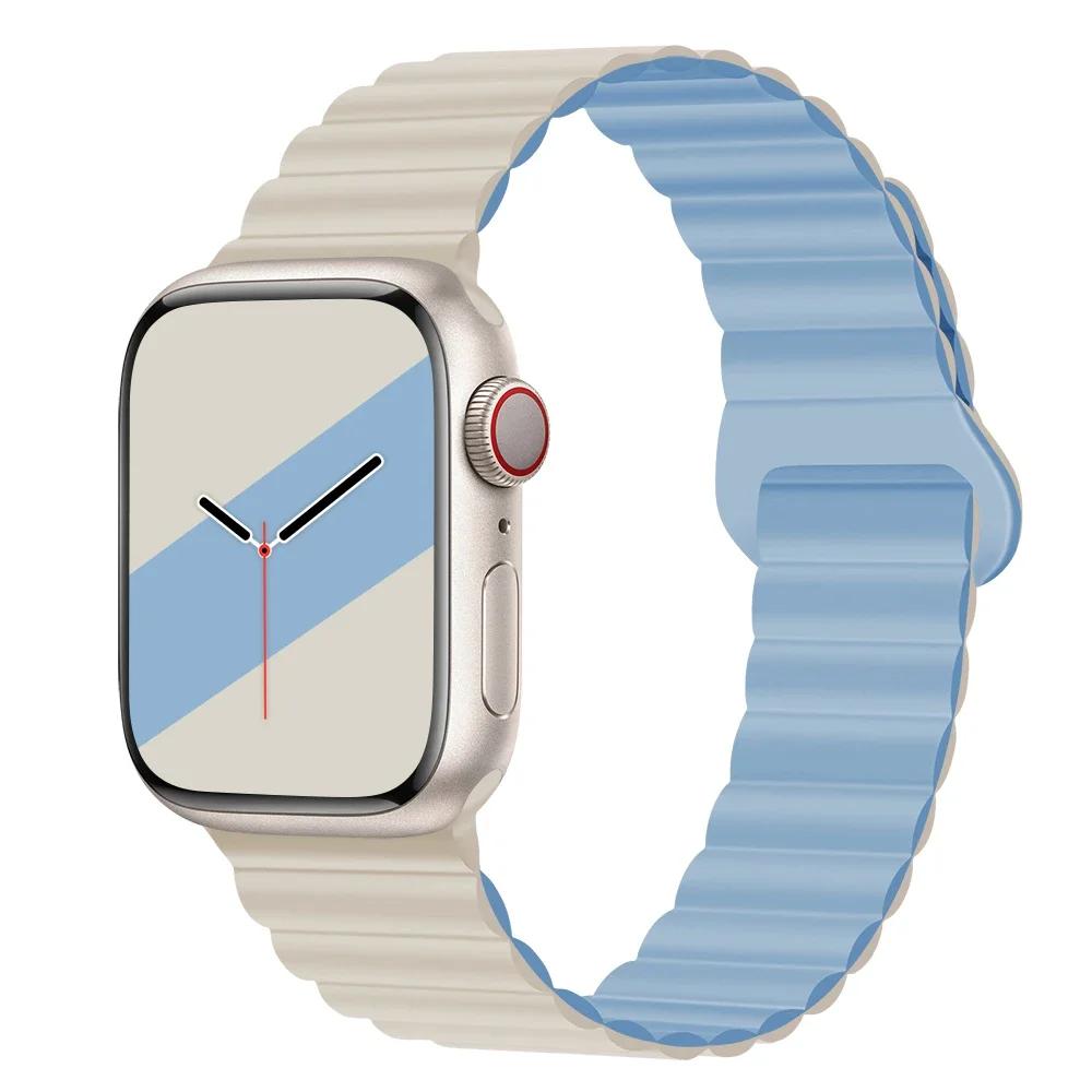 Magnetyczny Pasek Silikonowy Sportowy Bransoletki Do Apple Watch 41mm 42mm 44mm 45mm 46mm 49mm iWatch Seria 11 10 9 8 7 6 5 4se