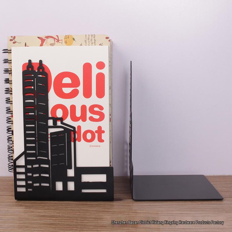Creative Metal Bookend Set: Stylish Office Desktop Storage and Back-to-School Essential